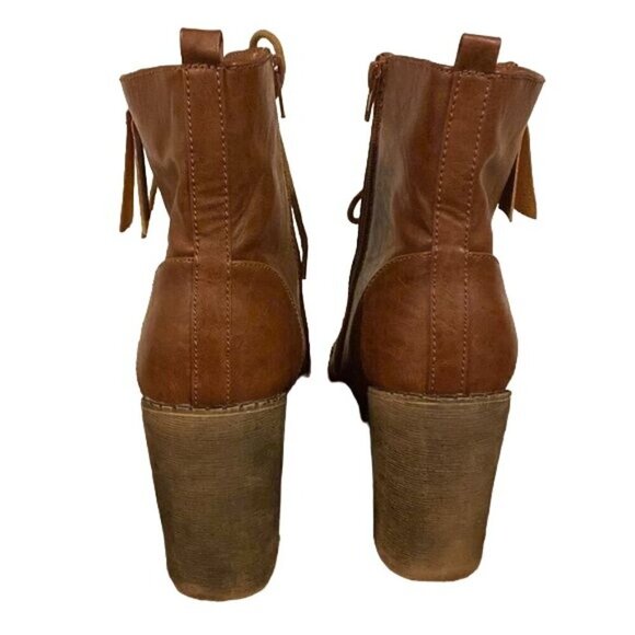 Chunky Heel Lace & Zippered  Combat Boots sz 10 - Picture 4 of 6